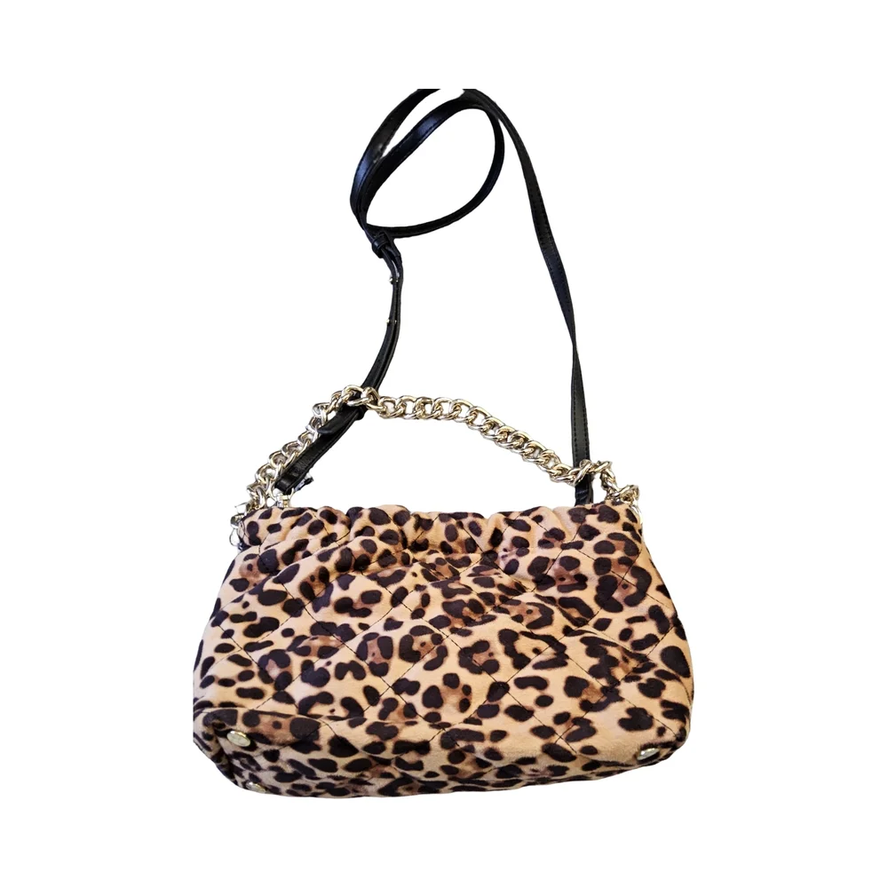 New INC International Concepts Brown and Black Crossbody Bag with Leopard Print